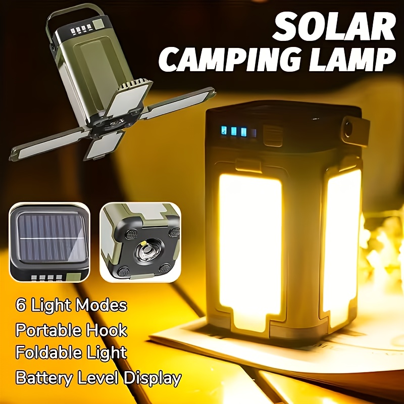 Outdoor Camping Lampe - Solarbetriebene Tragbare Campinglampe mit Solarladung, Faltbar,