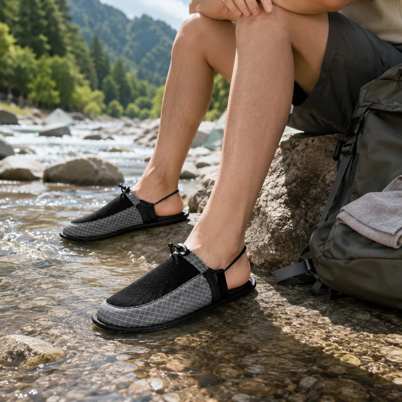 Outdoor Camping Slippers - Tragbare, faltbare Reiseschuhe, Unisex, rutschfest, schnelltrocknend,