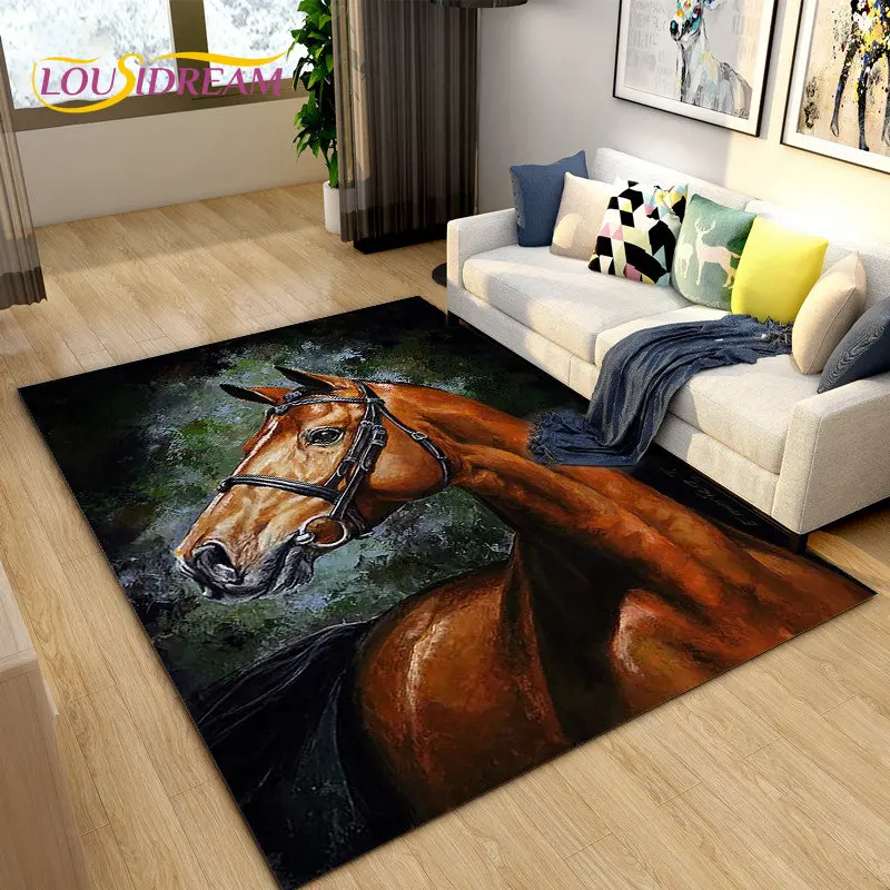Outdoor Camping Mats Large - 3D Luxuriöser Moderner Pferde-Teppich Groß, Teppich