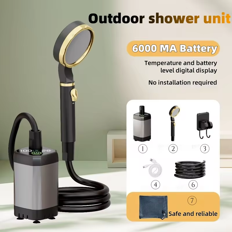 Outdoor Camping Shower - Tragbare Elektrische Außendusche Camping-Duschset mit Langer