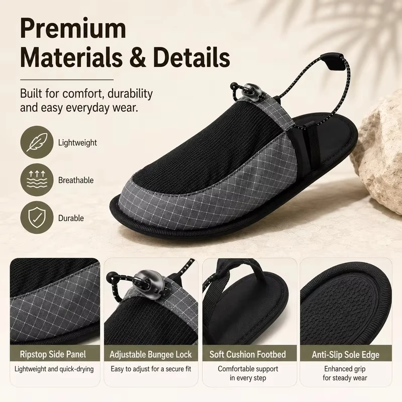 Outdoor Camping Slippers - Ultraleichte, faltbare Outdoor-Camp-Slipper für Männer und
