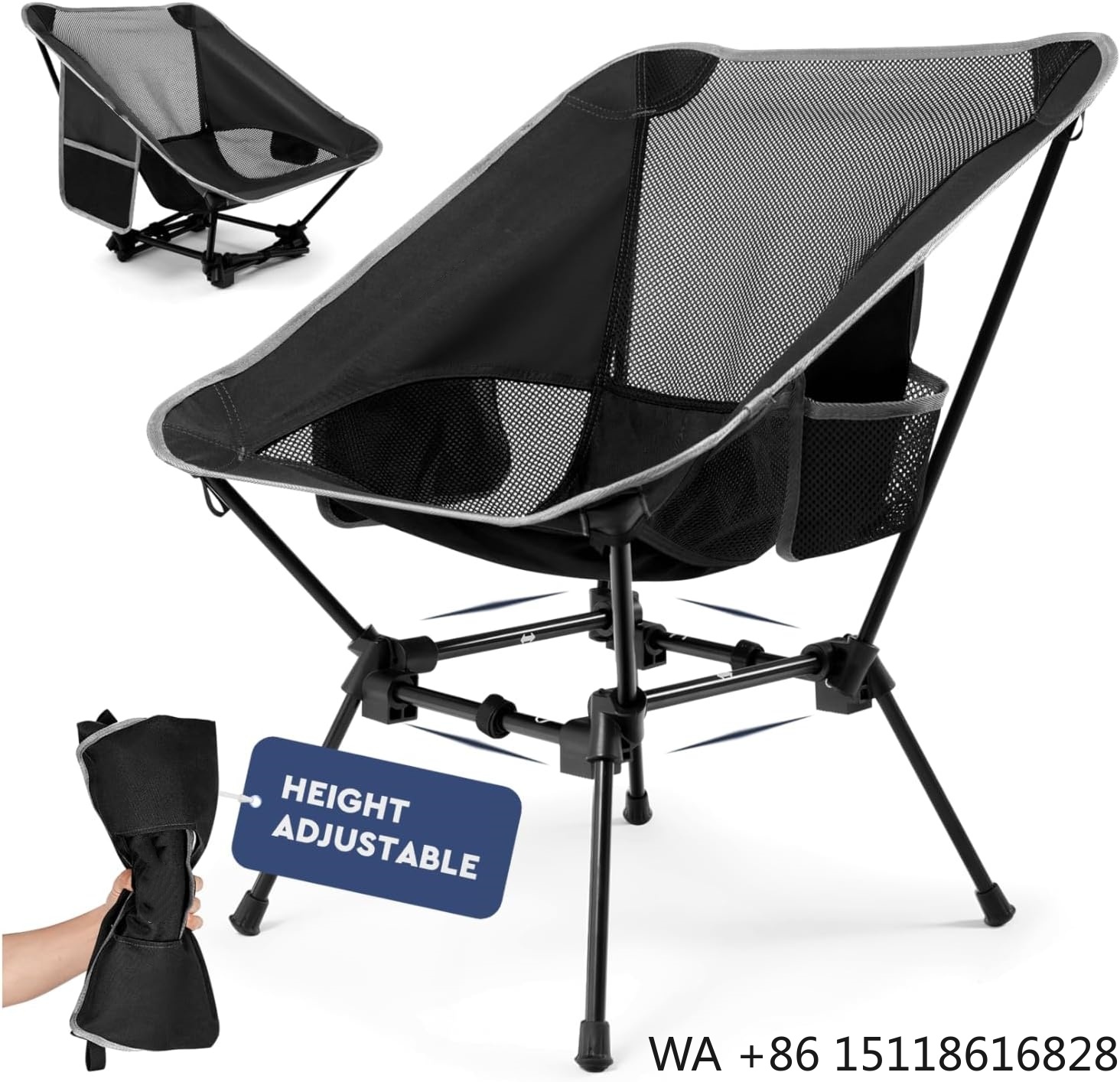 Outdoor Camping Recliner - Leichter Campingstuhl, Campingstuhl für Erwachsene, Höhenverstellbarer