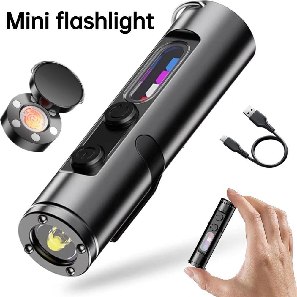 Outdoor Camping Lampe - Mini Outdoor-Taschenlampe Typ C, wiederaufladbar, LED-Magnet-Taschenlampe