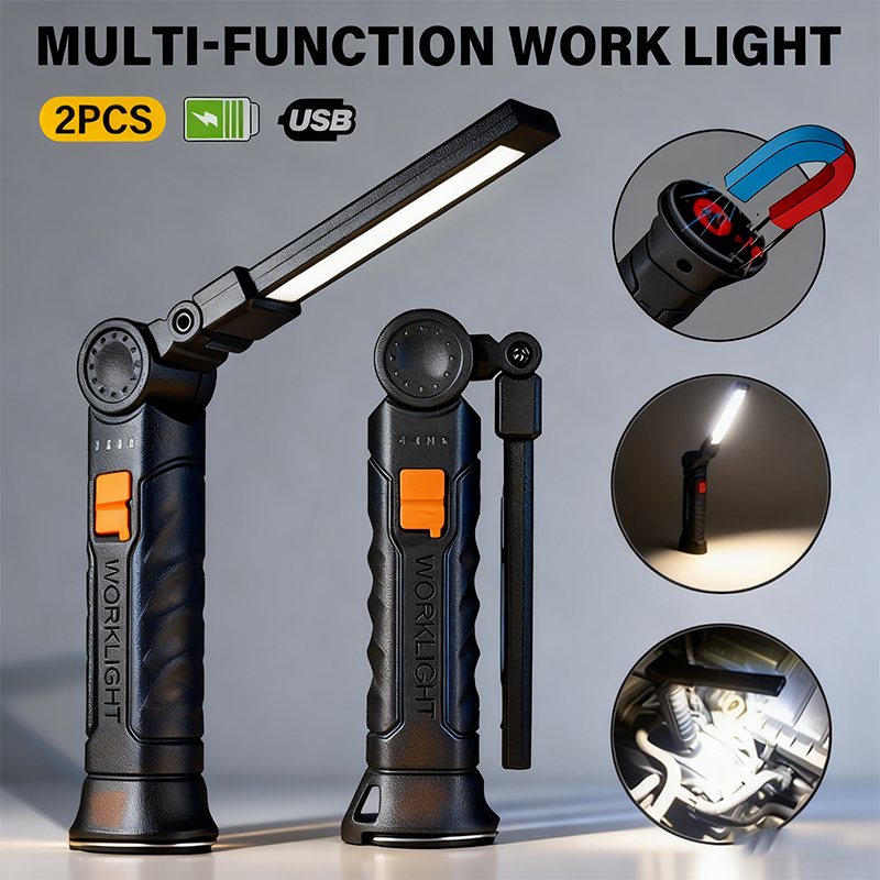 Outdoor Camping Lampe - Tragbare COB-LED-Taschenlampe, USB wiederaufladbar, Arbeitsleuchte, magnetische