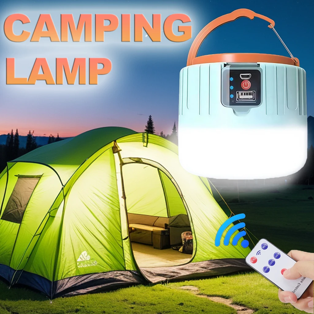 Outdoor Camping Lampe - Solar-Camping-Laterne, wiederaufladbar, tragbares LED-Arbeitslicht mit Fernbedienung,