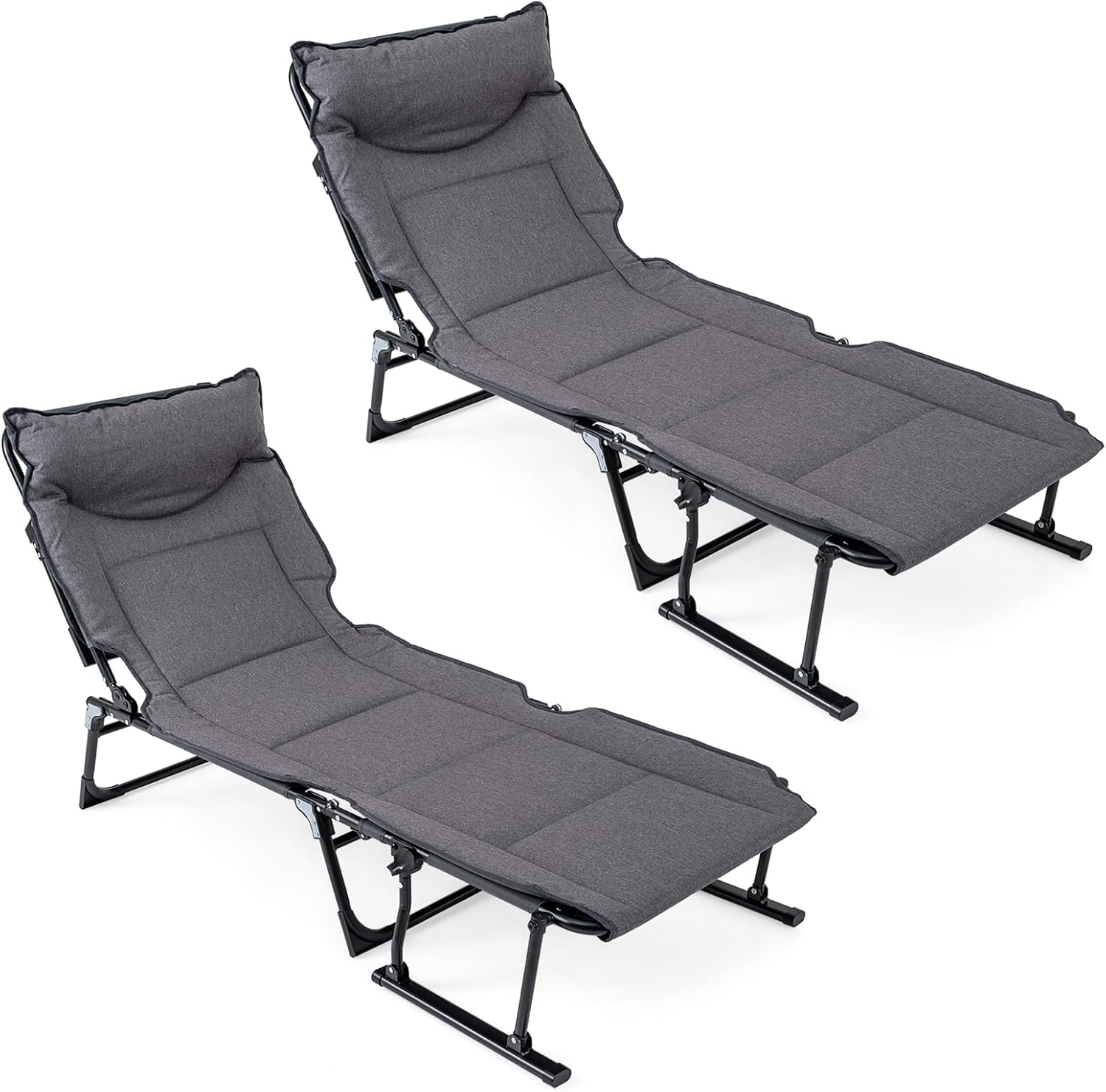 Outdoor Camping Recliner - Klappbarer Gartenliegestuhl, 2er-Set, verstellbarer Liegestuhl, faltbares