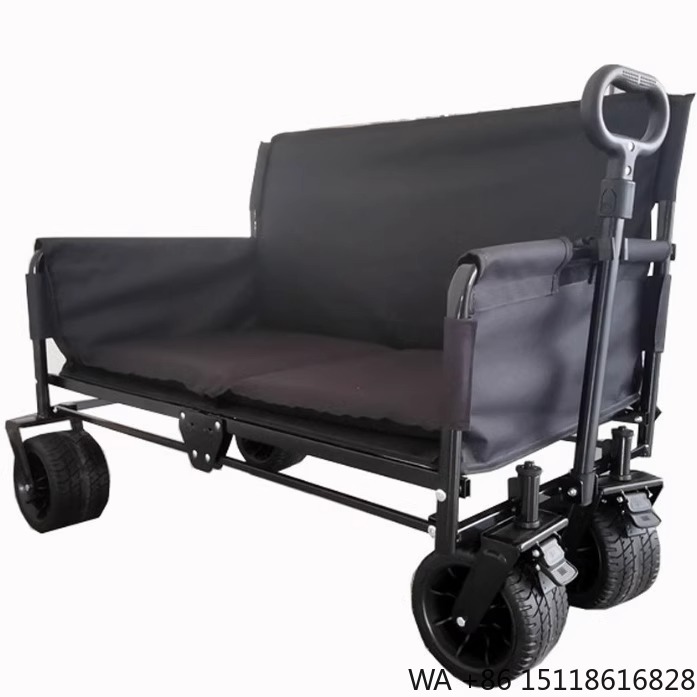 Outdoor Camping Recliner - JXFT Multifunktionaler Vierrad-Metall-Outdoor-Klappwagen Liegestuhl-Wagen für Camping