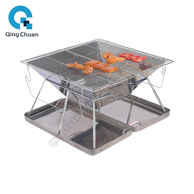 Outdoor Camping Backpack - Camping-Grill Holzkohleofen Faltbarer Edelstahl-Feuerkorb-Grill für Outdoor-Kochen
