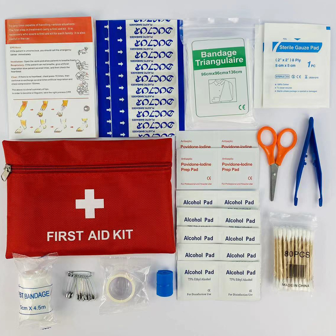 Outdoor Camping Essentials - 14-teiliges Erste-Hilfe-Set Trauma-Kit mit Essentiellen Notfall-Medizinischen