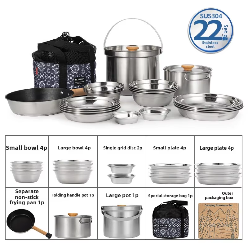 Outdoor Camping Kitchen Set - NOBANA Neueste Outdoor Edelstahl Topf Set