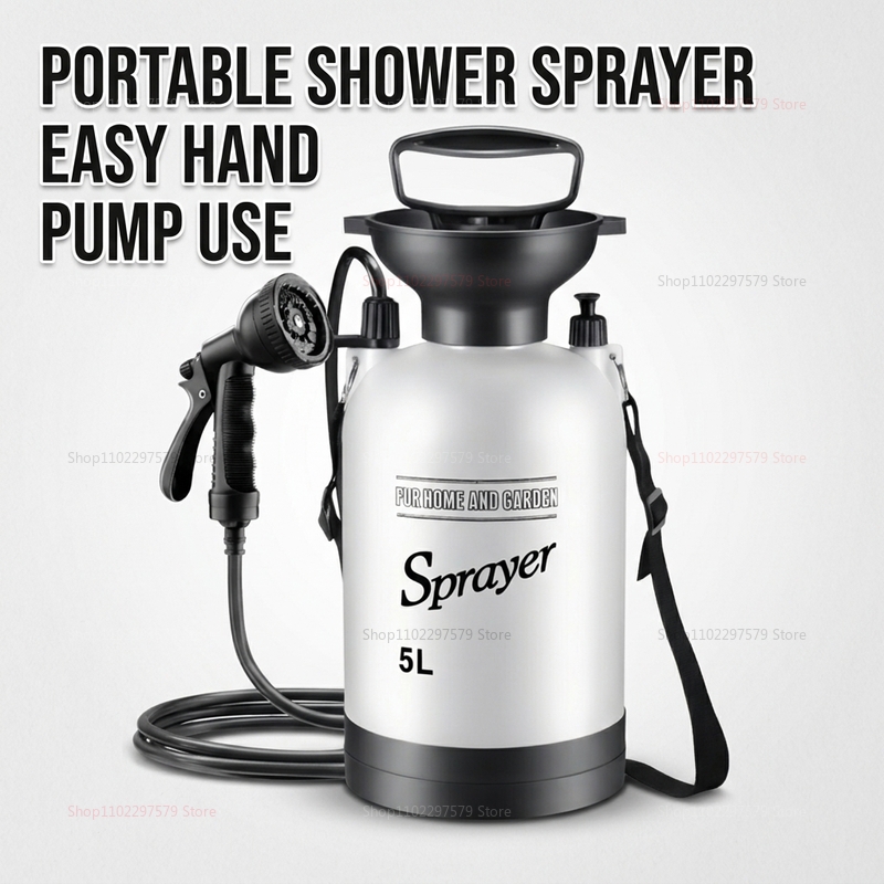 Outdoor Camping Backpack - Tragbare Campingdusche 5L Manuelles Pumpwassersystem Outdoor-Dusche
