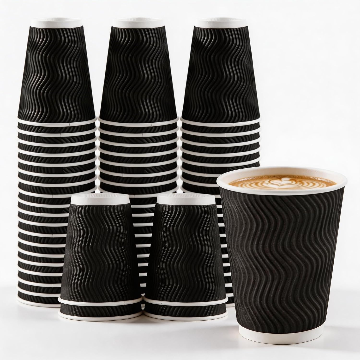 Outdoor Camping Wallpaper - 50er-Pack 12oz Einweg-Pappbecher mit Wellenstruktur, isoliert,
