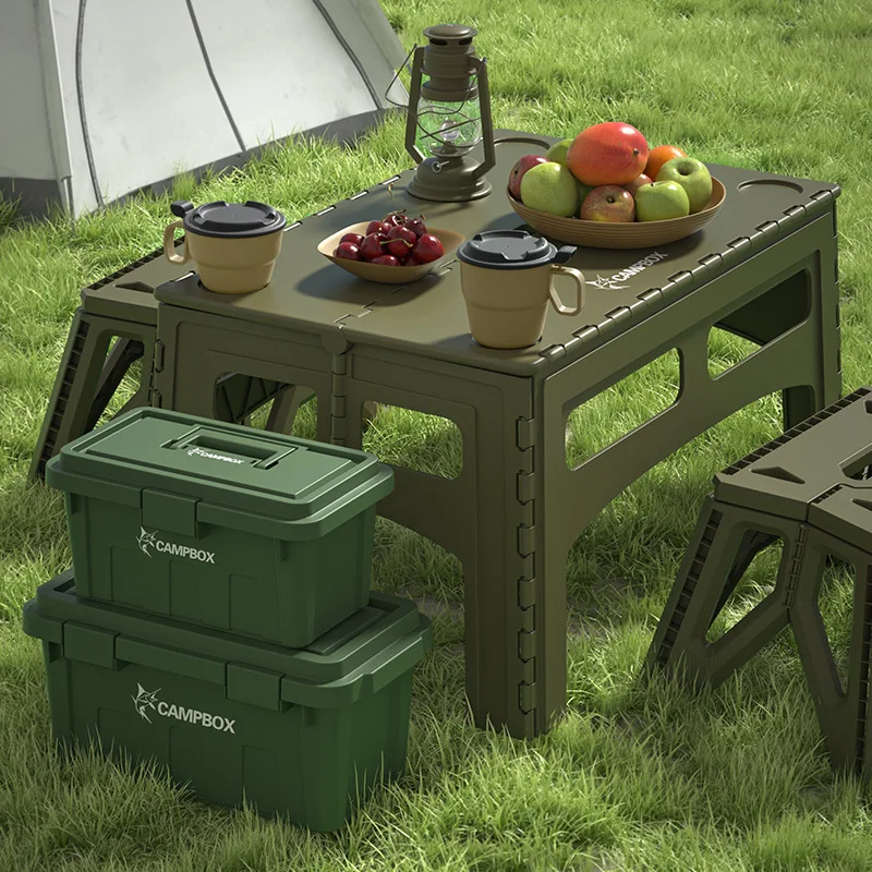 Outdoor Camping Exhibition - Zusammenklappbarer, tragbarer Outdoor-Campingtisch aus erweitertem Kunststoff,