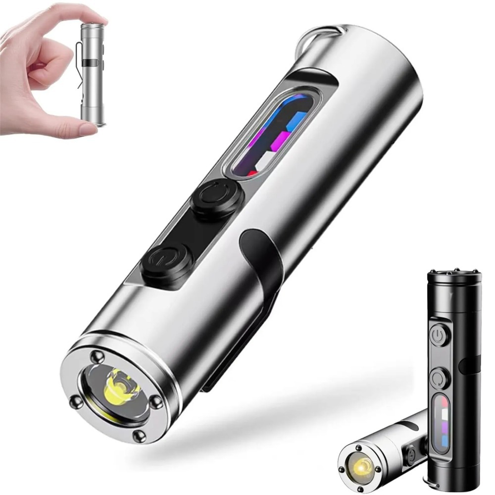 Outdoor Camping Lampe - LED-Taschenlampe, tragbare Mini-EDC-Taschenlampe, Typ C, wiederaufladbar,