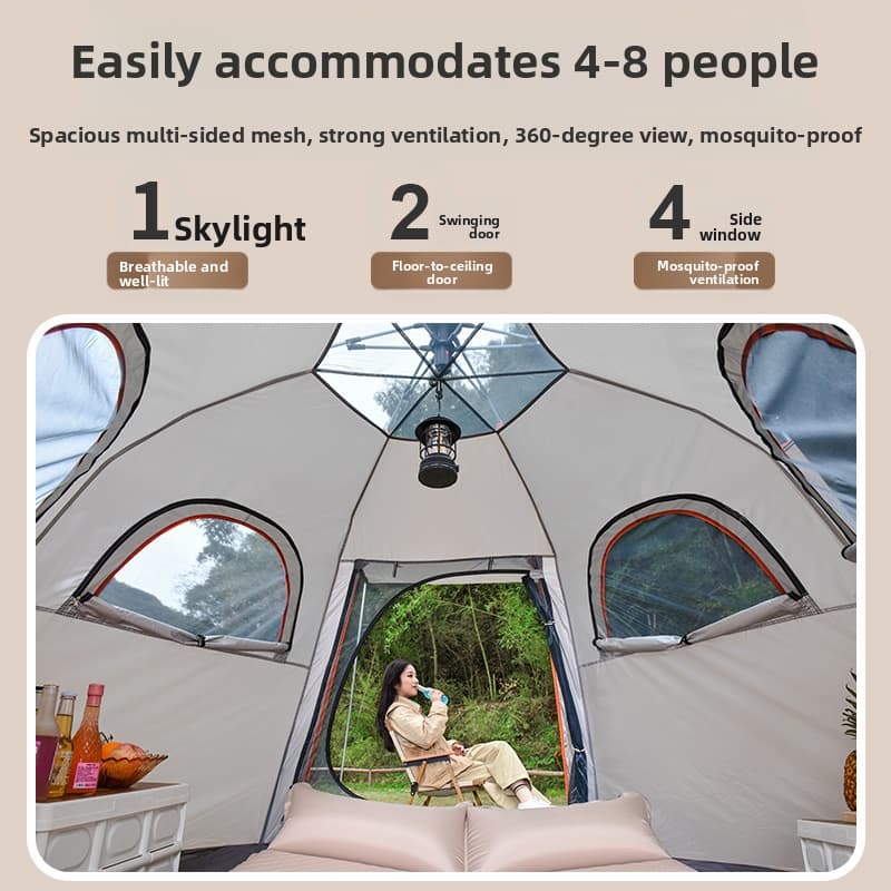 Camping Zelt Outdoor - Maßgefertigtes Tragbares 5-8-Personen-Campingzelt, Kleines Wasserdichtes Zelt