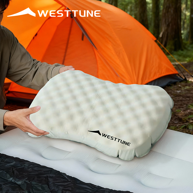 Camp Pillow Compressible - WESTTUNE Camping-aufblasbares Kissen, tragbar, komprimierbar, faltbar,
