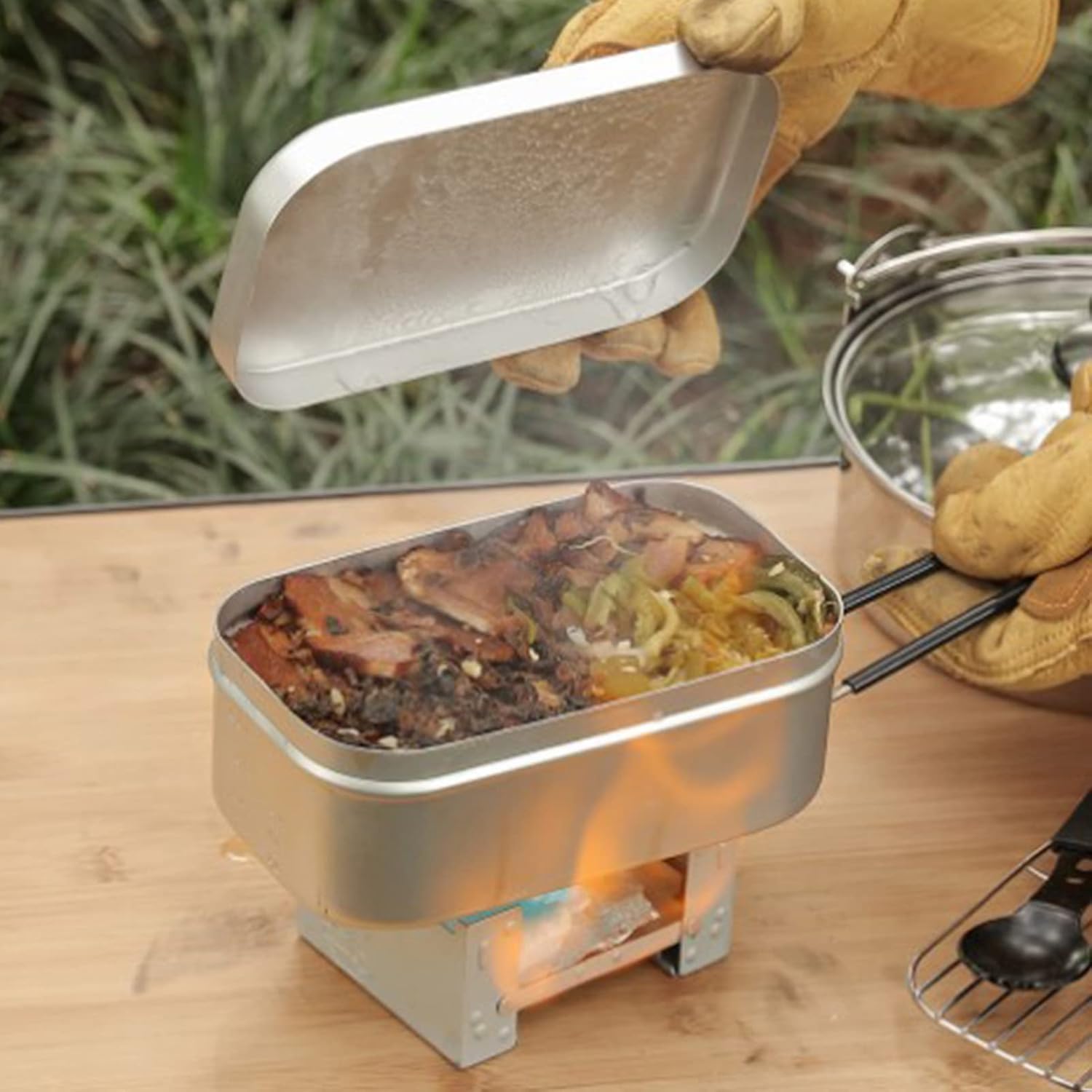 Outdoor Camping Essentials - Faltbarer Bento-Box-Griff, Lunchbehälter für Erwachsene, Camping-Kochgeschirr