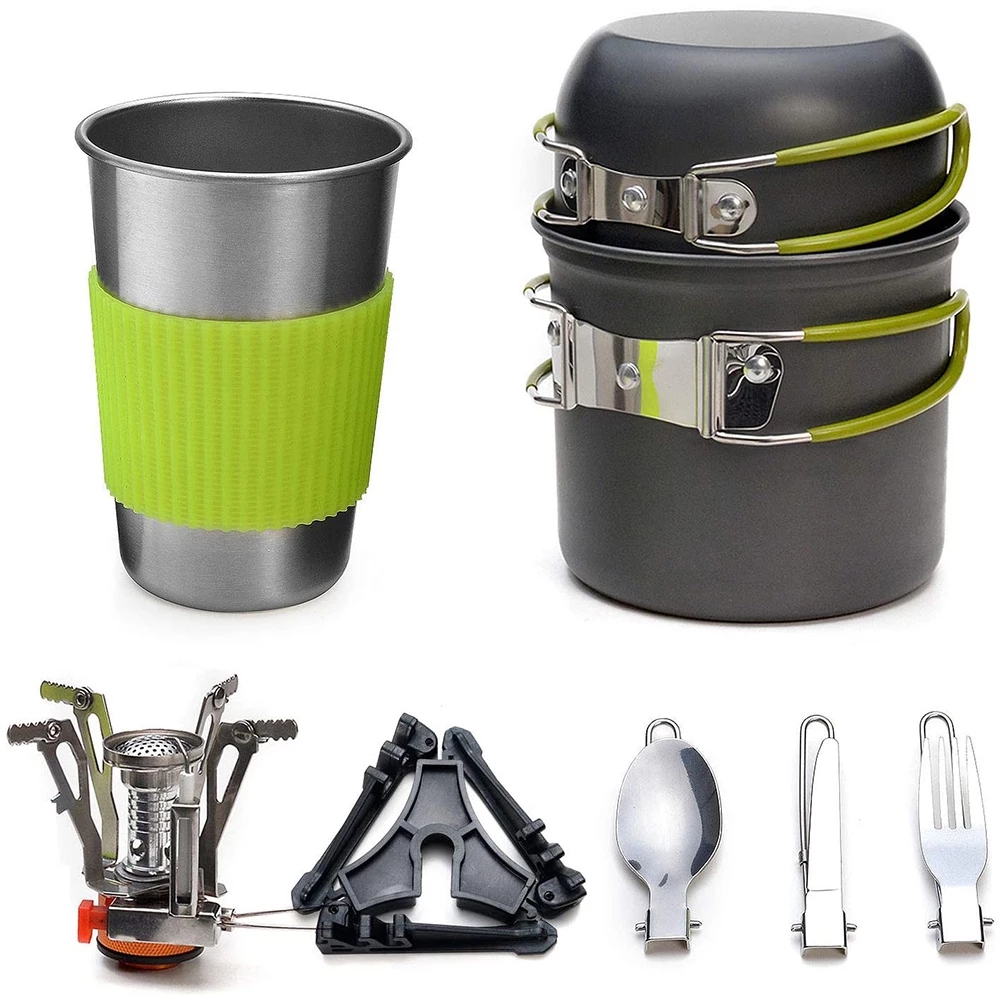 Outdoor Camping Kitchen Set - Camping-Kochgeschirr-Set mit Herd, Outdoor-Kochset, Outdoor-Topf, Reisen,