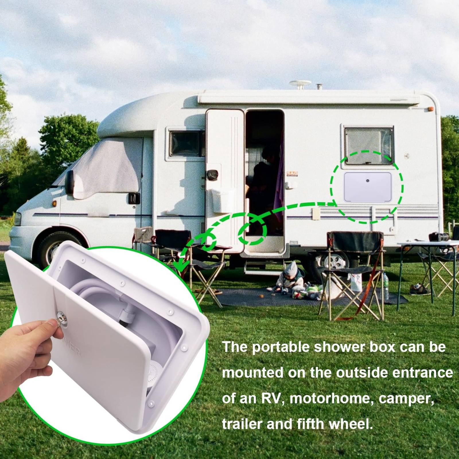 RV Außenduschbox Kompaktes RV  – Outdoor Camping Shower Bewertung und Preis