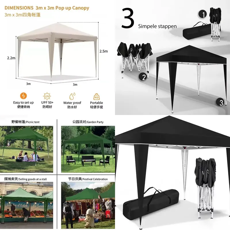 300x300x220cm Faltbares Zelt W – Outdoor Camping Exhibition Bewertung und Preis